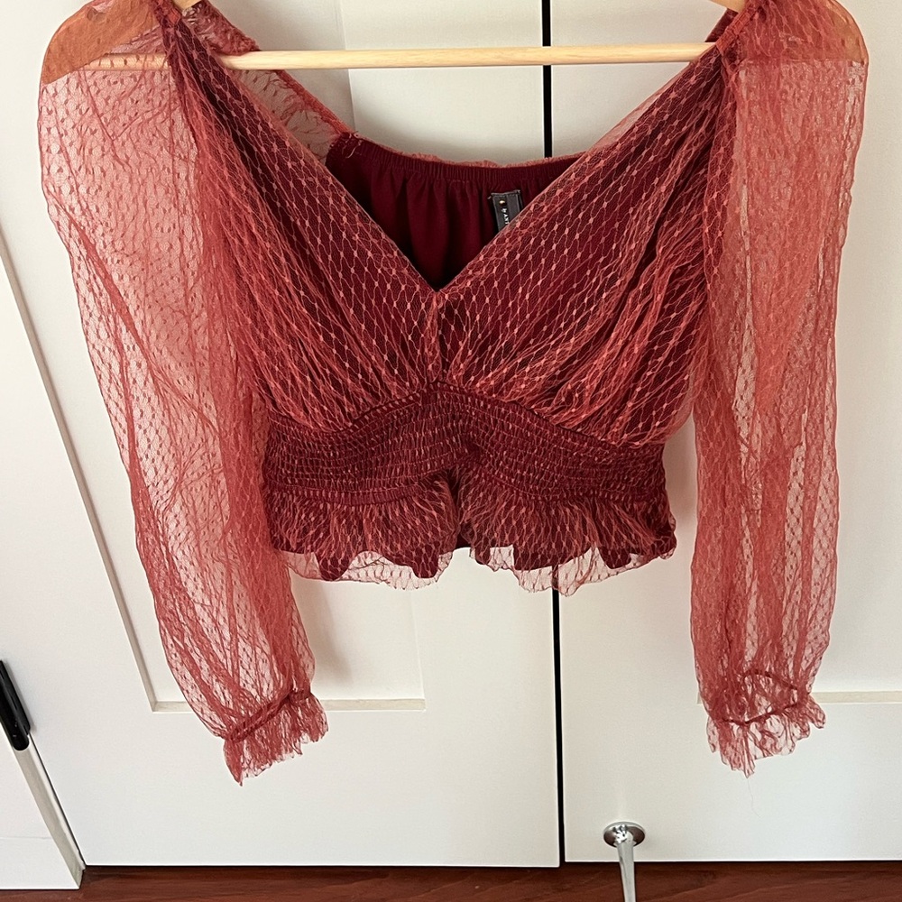 Anthropologie Rust Lace Blouse
